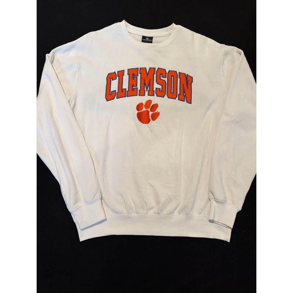 Clemson Tigers Vintage College Crewneck Pullover Embroidered Mens Size Large